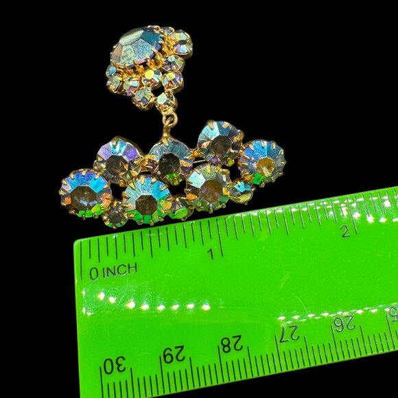 Vintage Brooch Dangling Aurora Borealis Faceted Stones - Picture 5 of 6